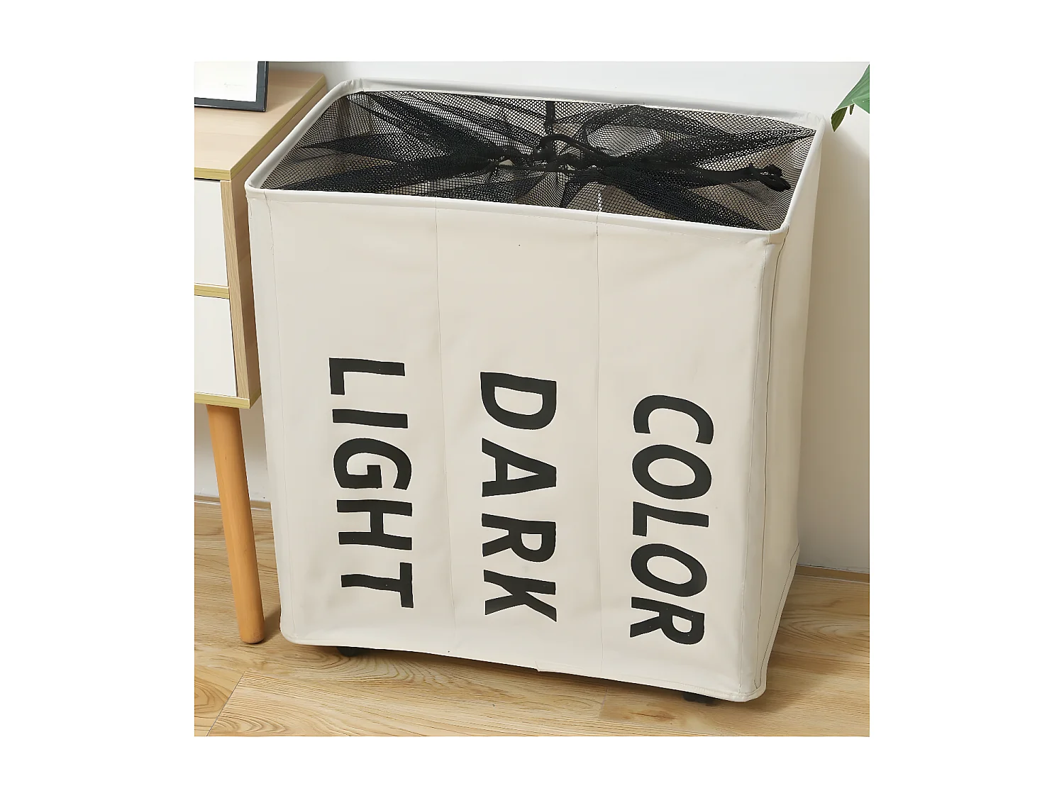 Panier à linge avec roues – Corbeille à Linge en Tissu – Idéal petit espace – Panier à Linge sale avec Filet Protecteur