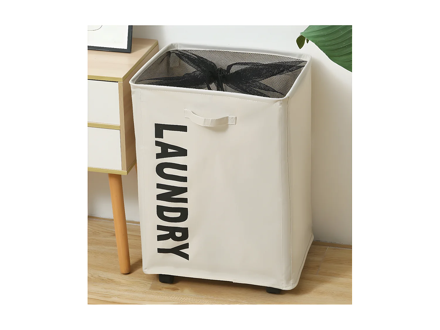 Panier à linge avec roues – Corbeille à Linge en Tissu – Idéal petit espace – Panier à Linge sale avec Filet Protecteur