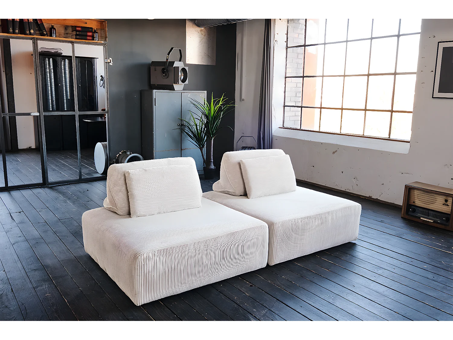 Modulsofa - Cremeweiß Cord - WIOLO SOFT