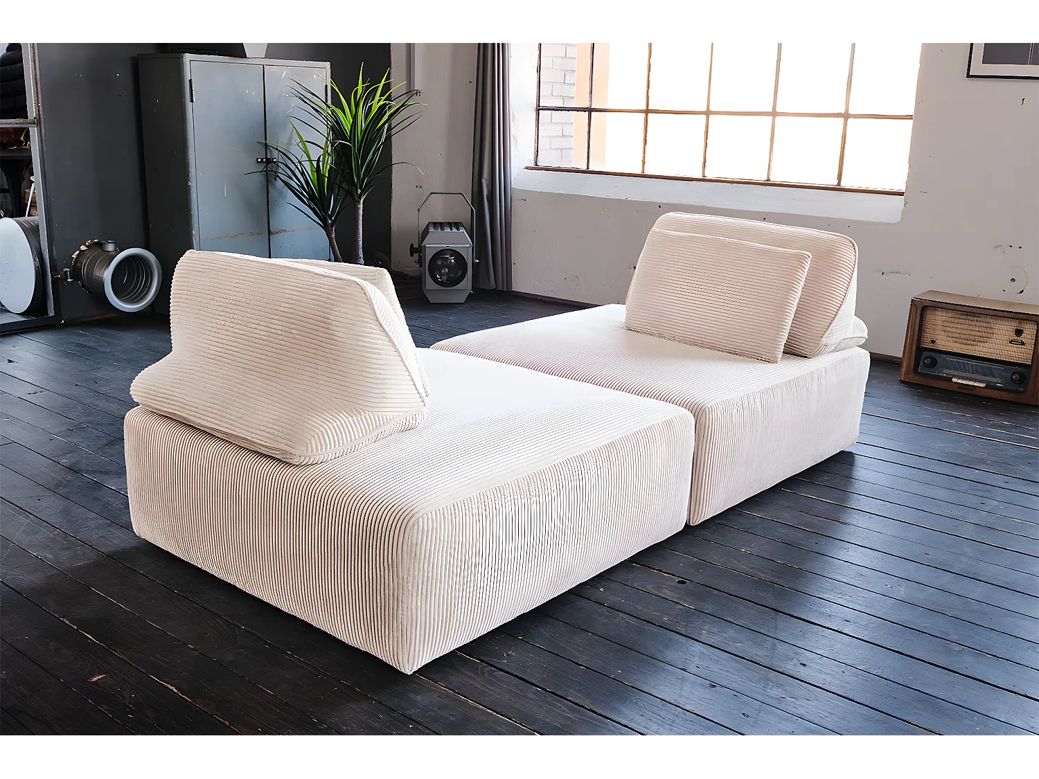 Modulsofa - Cremeweiß Cord - WIOLO SOFT