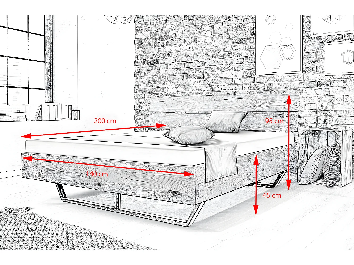 Letto - marrone Legno - LYNDON