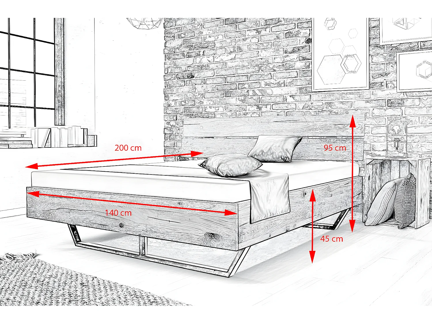 Letto - marrone Legno - LYNDON