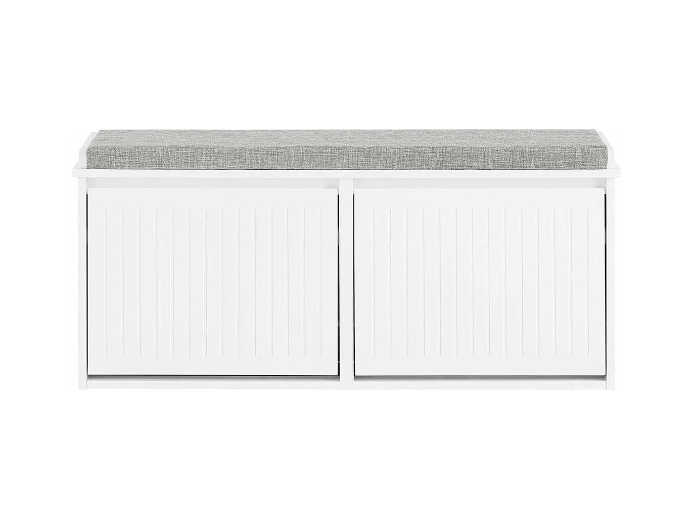 SoBuy FSR98-XL-W Banc à Chaussures Meuble à Chaussures avec Assise Coussin Rembourré et 2 Abattants Banc de Rangement à Chaussures, Blanc