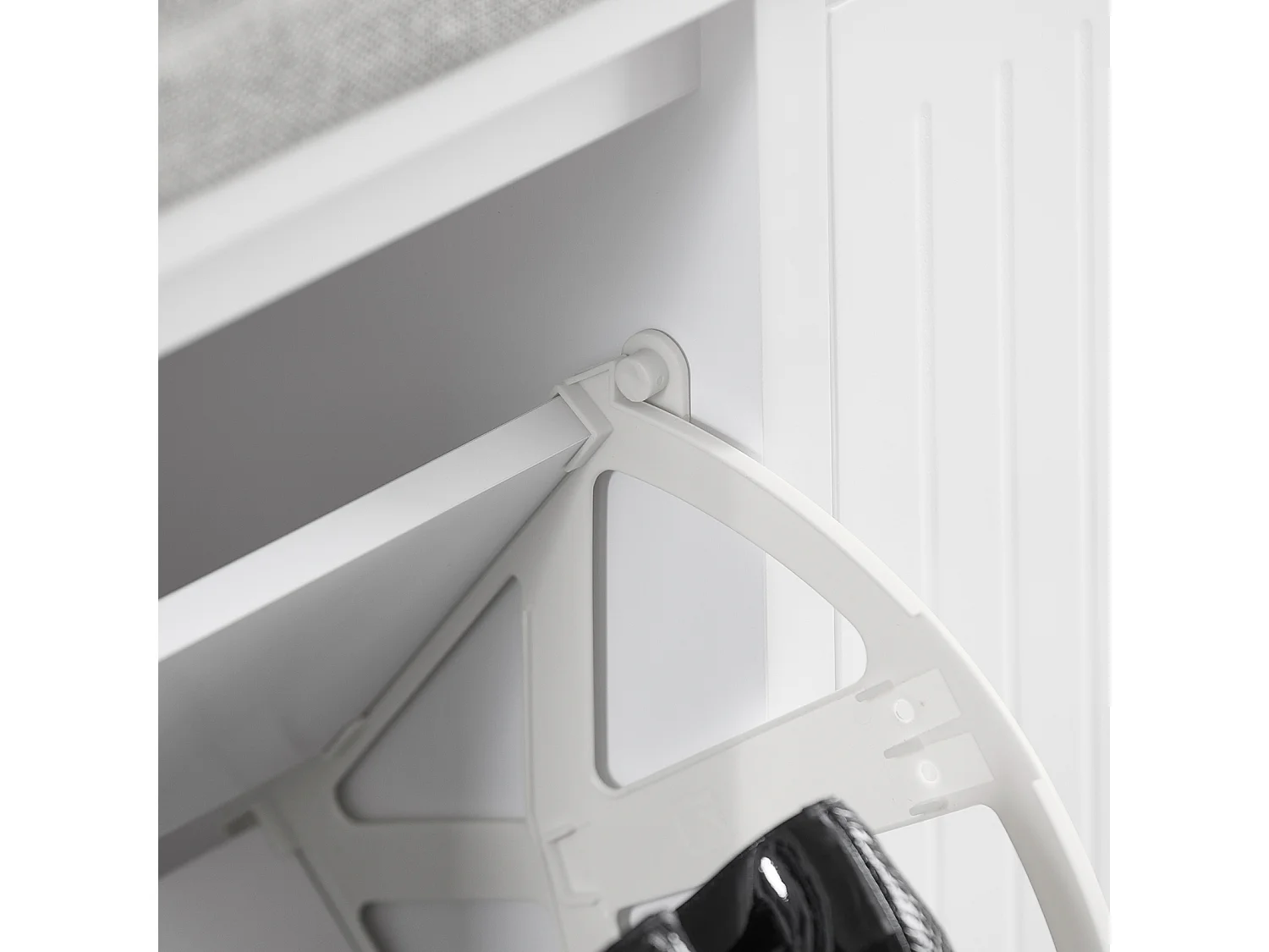 SoBuy FSR98-XL-W Banc à Chaussures Meuble à Chaussures avec Assise Coussin Rembourré et 2 Abattants Banc de Rangement à Chaussures, Blanc