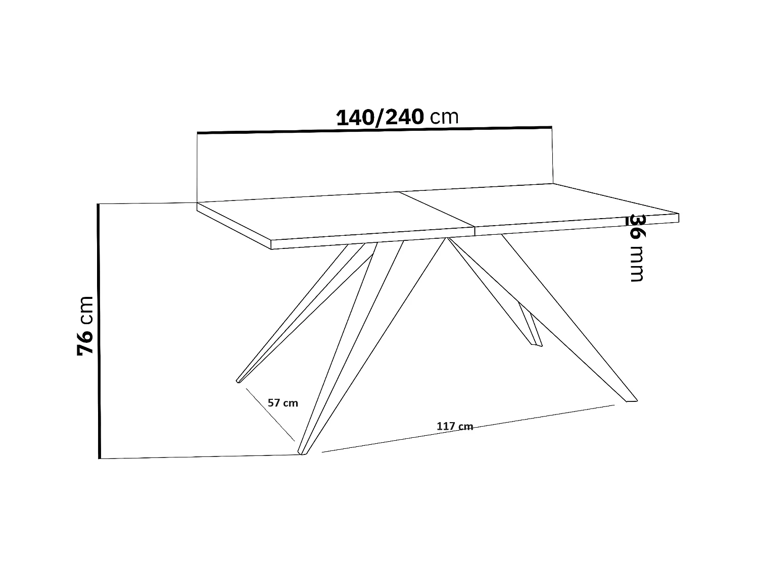 Table À Manger VENTO DT80 80x240x76 Noir