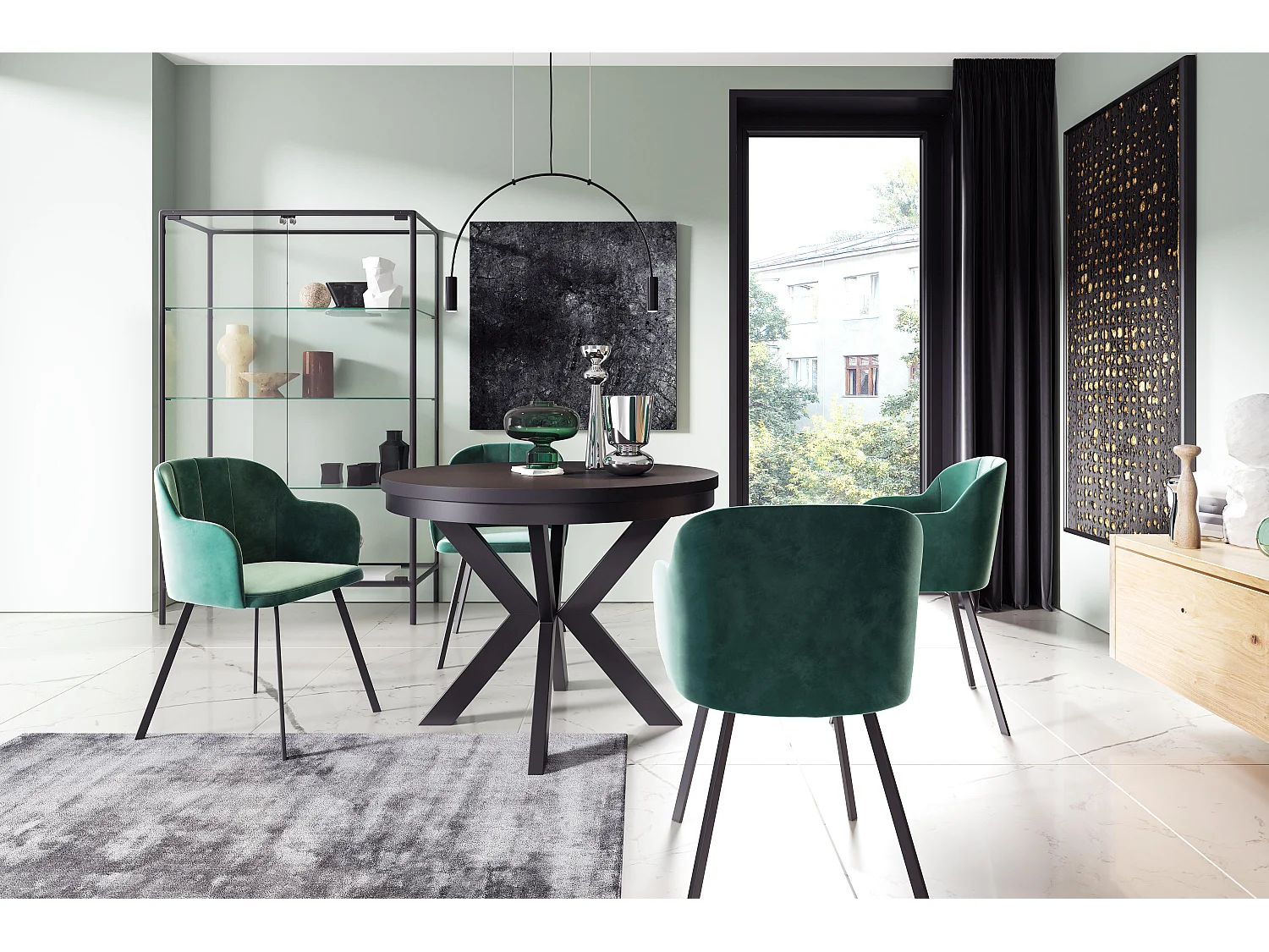 Table À Manger EDDER DT90 90x166x76 Noir