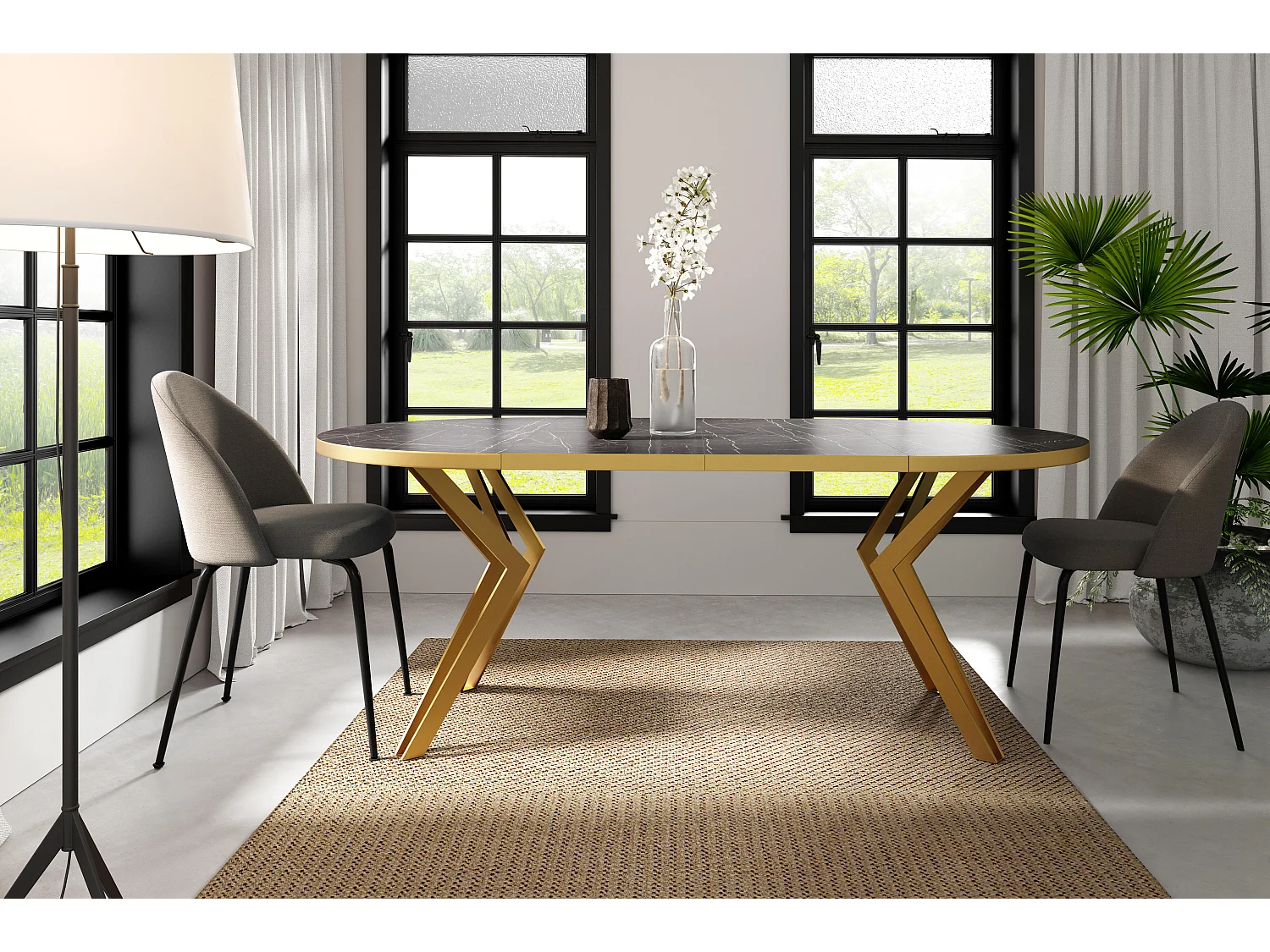 Esstisch RANDI DT120 120x196x76 Schwarz