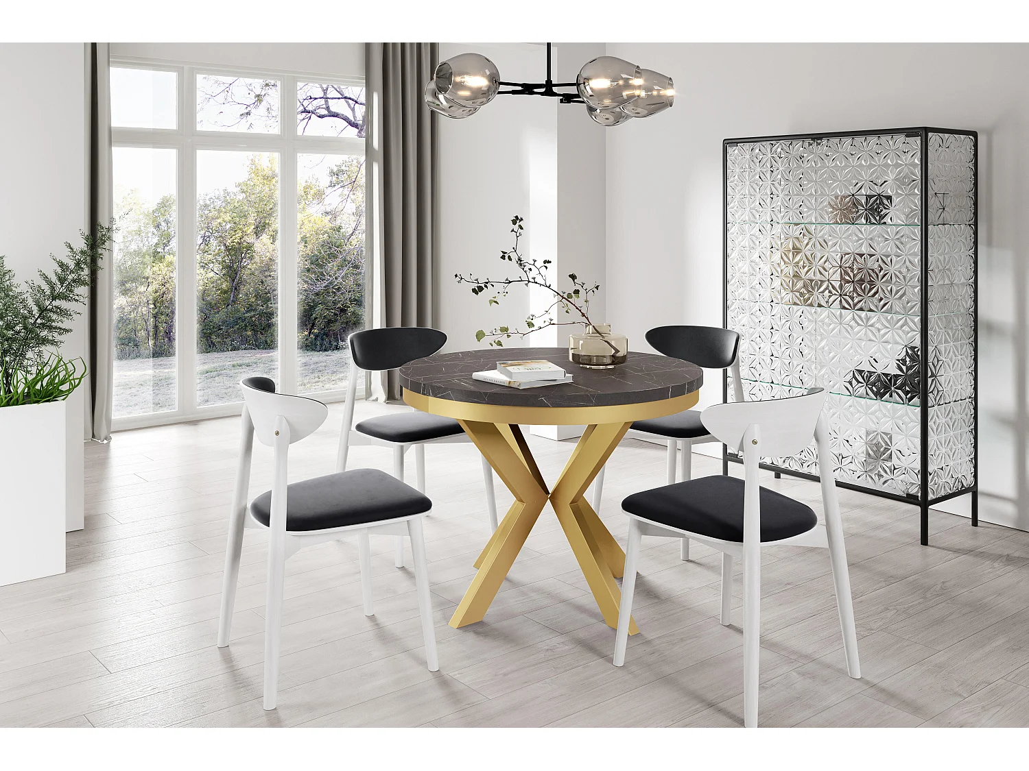 Table À Manger EDDER DT90 90x166x76 Noir