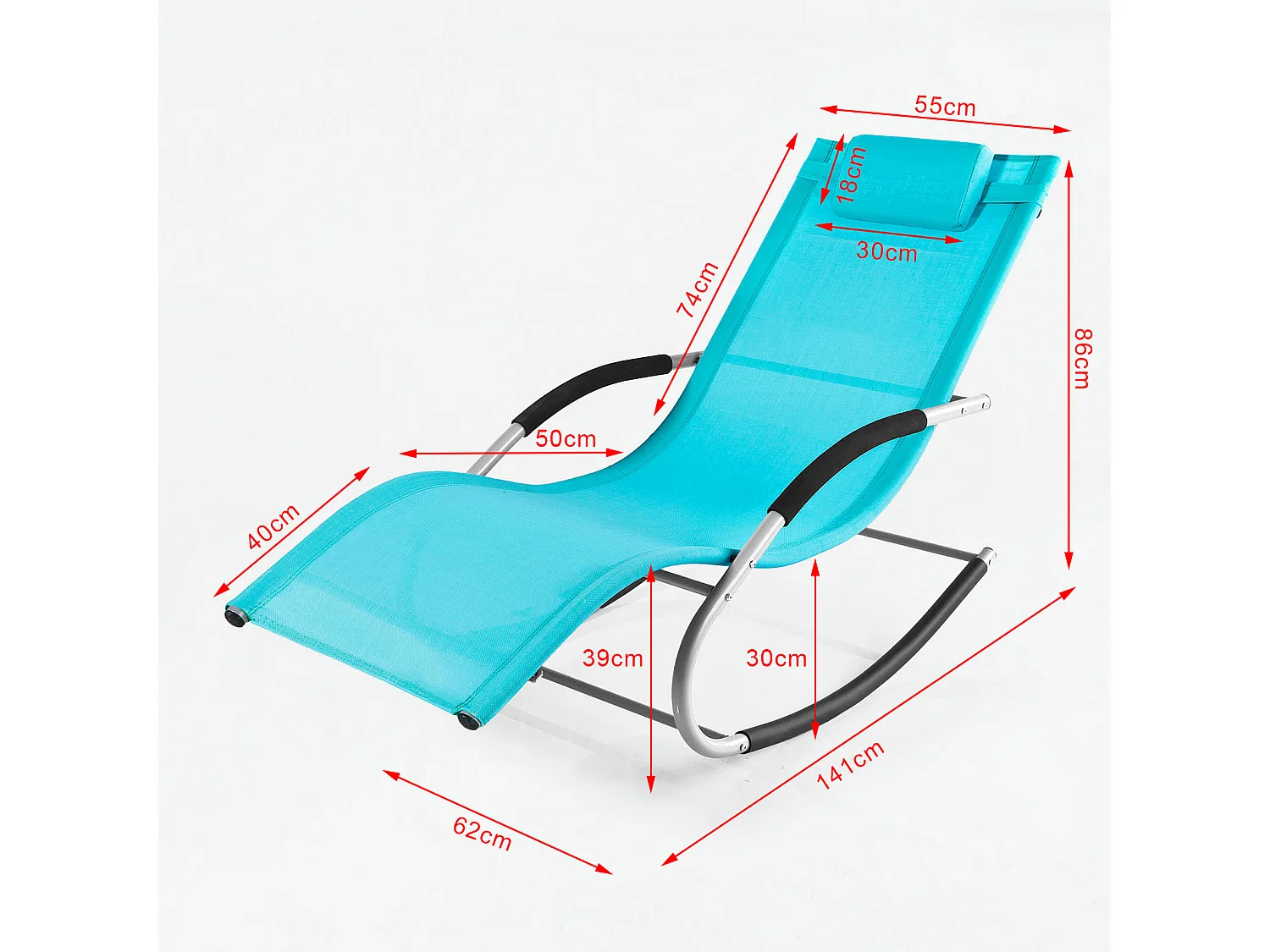 SoBuy OGS28-HBx2 Lot de 2 Chaise Longue Transat de Jardin Bascule avec Appui-tête Réglable et Pochette latérale | Prévente