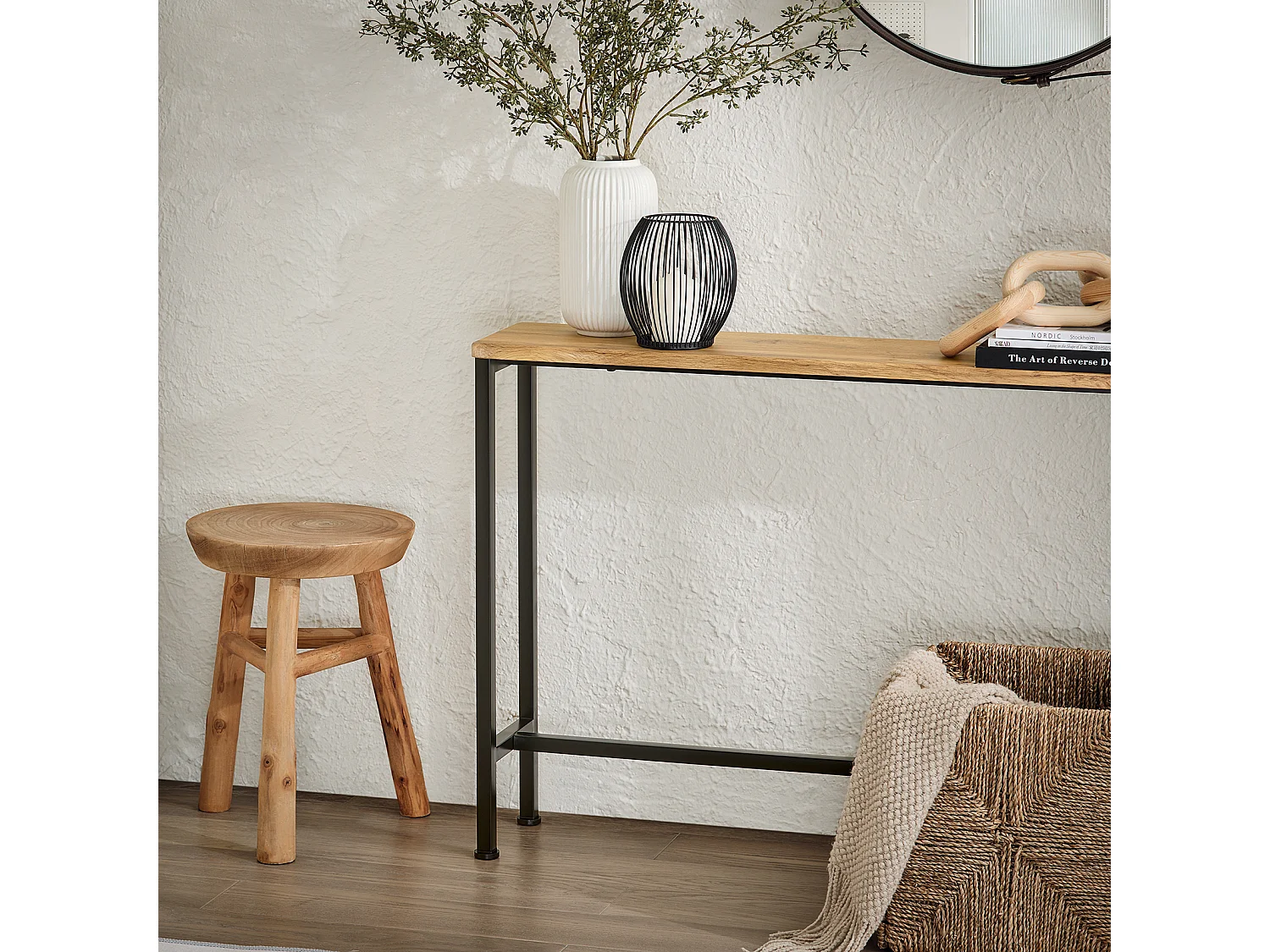 SoBuy FSB19-E Consoletafel, Bijzettafel, Bijzettafel, Instaptafel voor Woonkamer, Slaapkamer, Frame en 4 Ijzeren Poten