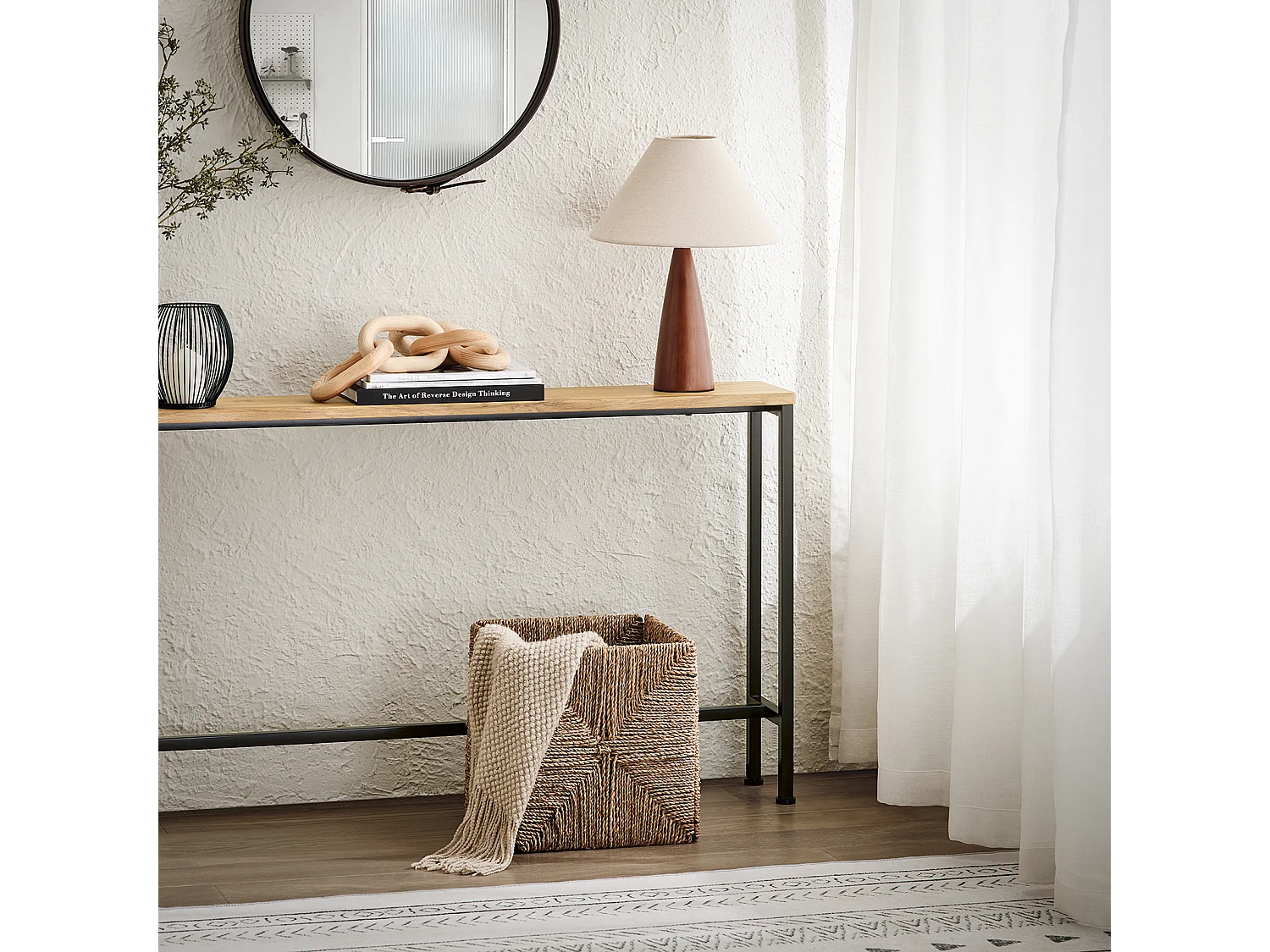 SoBuy FSB19-E Consoletafel, Bijzettafel, Bijzettafel, Instaptafel voor Woonkamer, Slaapkamer, Frame en 4 Ijzeren Poten