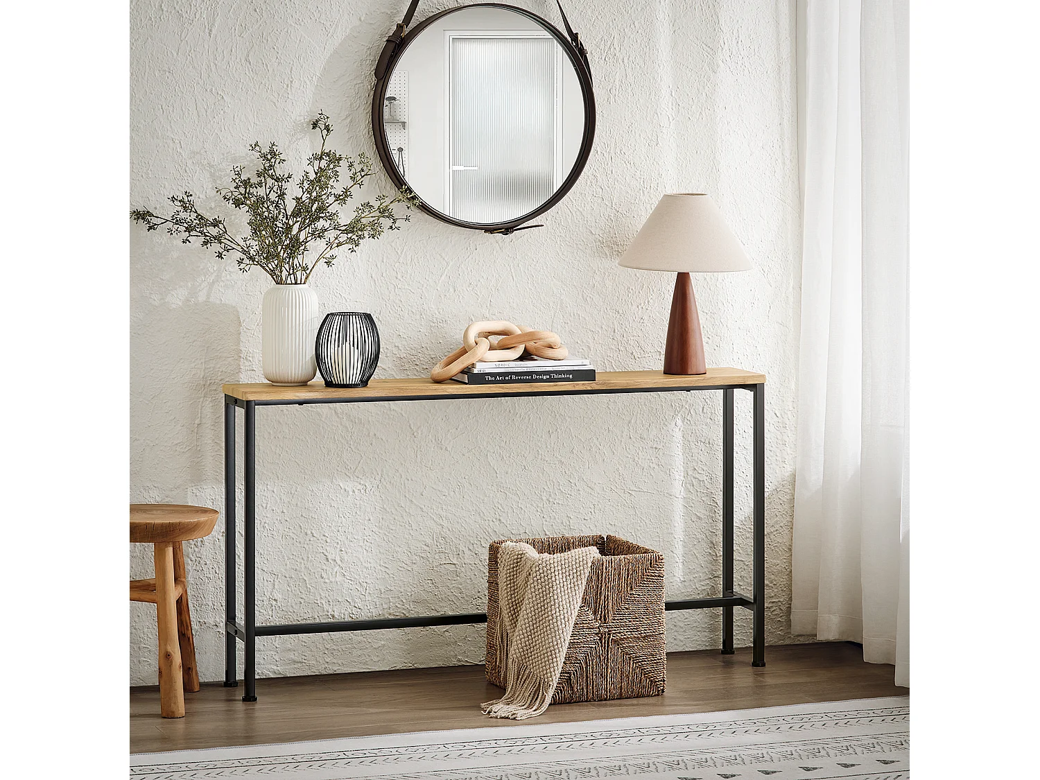 SoBuy FSB19-E Consoletafel, Bijzettafel, Bijzettafel, Instaptafel voor Woonkamer, Slaapkamer, Frame en 4 Ijzeren Poten