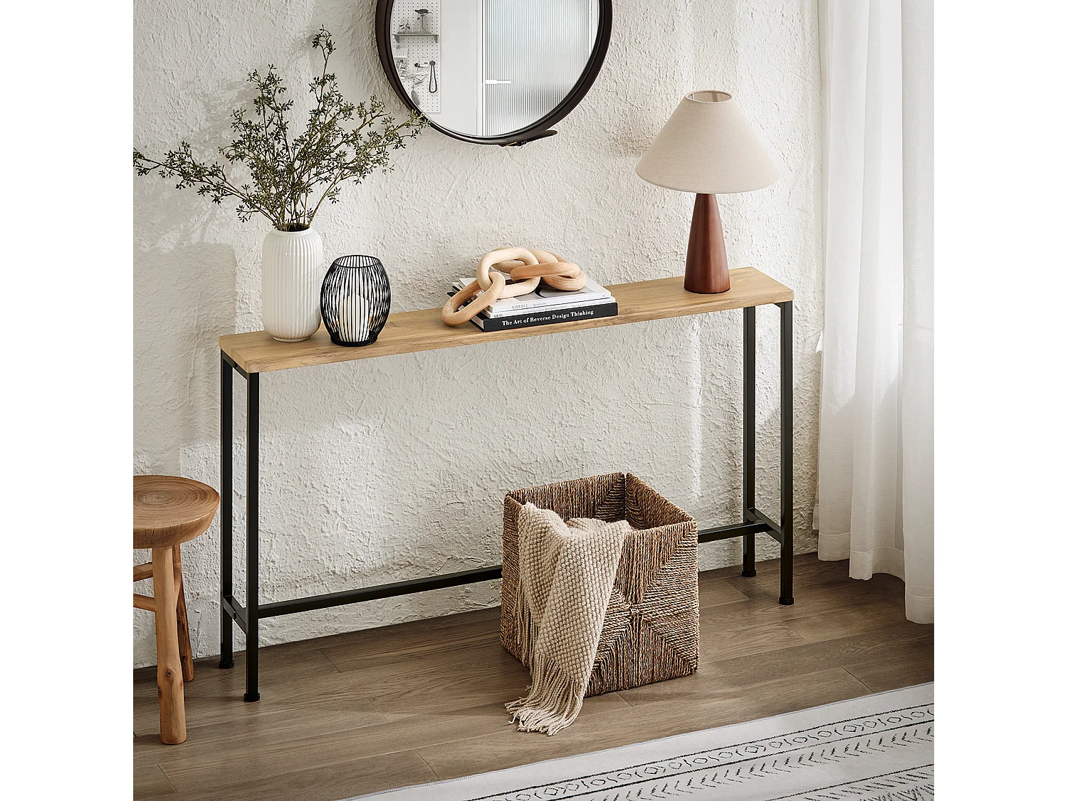 SoBuy FSB19-E Consoletafel, Bijzettafel, Bijzettafel, Instaptafel voor Woonkamer, Slaapkamer, Frame en 4 Ijzeren Poten