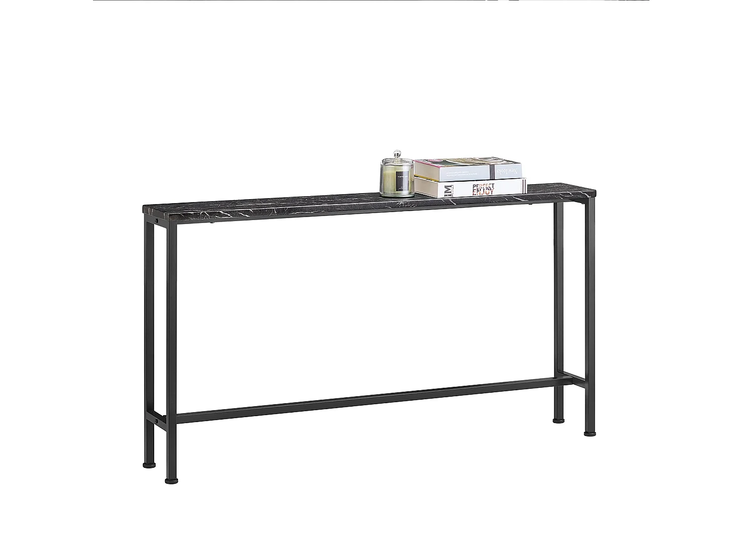 SoBuy Table Console, Table d'appoint, Bout de canapé, Table d’entrée pour Salon, Chambre, Cadre et 4 Pieds en Fer - L120xP20x65cm, Noir, FSB19-SCH