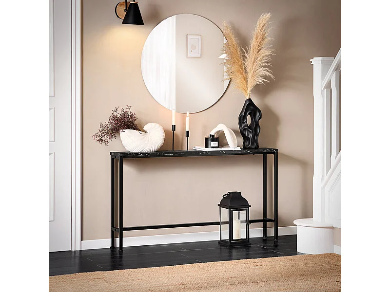 SoBuy Table Console, Table d'appoint, Bout de canapé, Table d’entrée pour Salon, Chambre, Cadre et 4 Pieds en Fer - L120xP20x65cm, Noir, FSB19-SCH