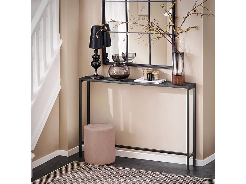 SoBuy Consoletafel Bijzettafel Bijzettafel Haltafelframe en 4 ijzeren poten - L120cm x D20cm x H80cm, Zwart, FSB19-XL-SCH