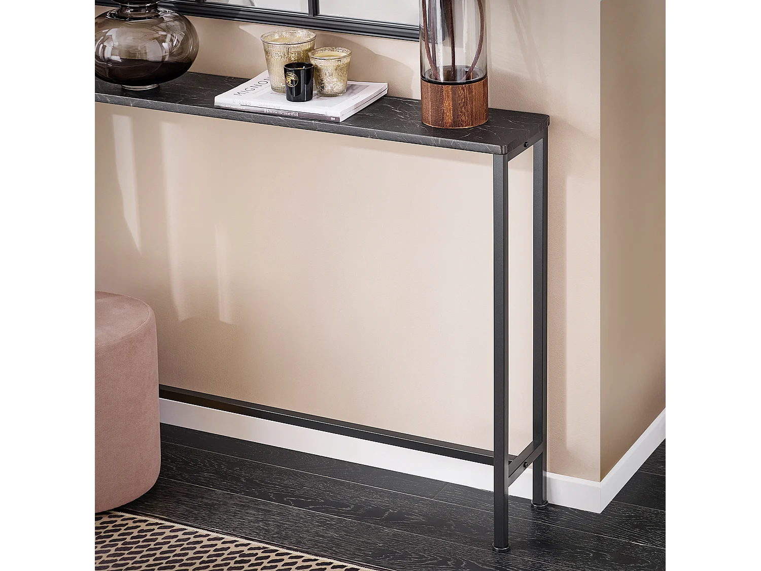 SoBuy Consoletafel Bijzettafel Bijzettafel Haltafelframe en 4 ijzeren poten - L120cm x D20cm x H80cm, Zwart, FSB19-XL-SCH