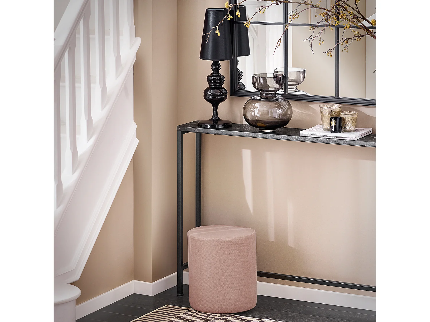 SoBuy Consoletafel Bijzettafel Bijzettafel Haltafelframe en 4 ijzeren poten - L120cm x D20cm x H80cm, Zwart, FSB19-XL-SCH