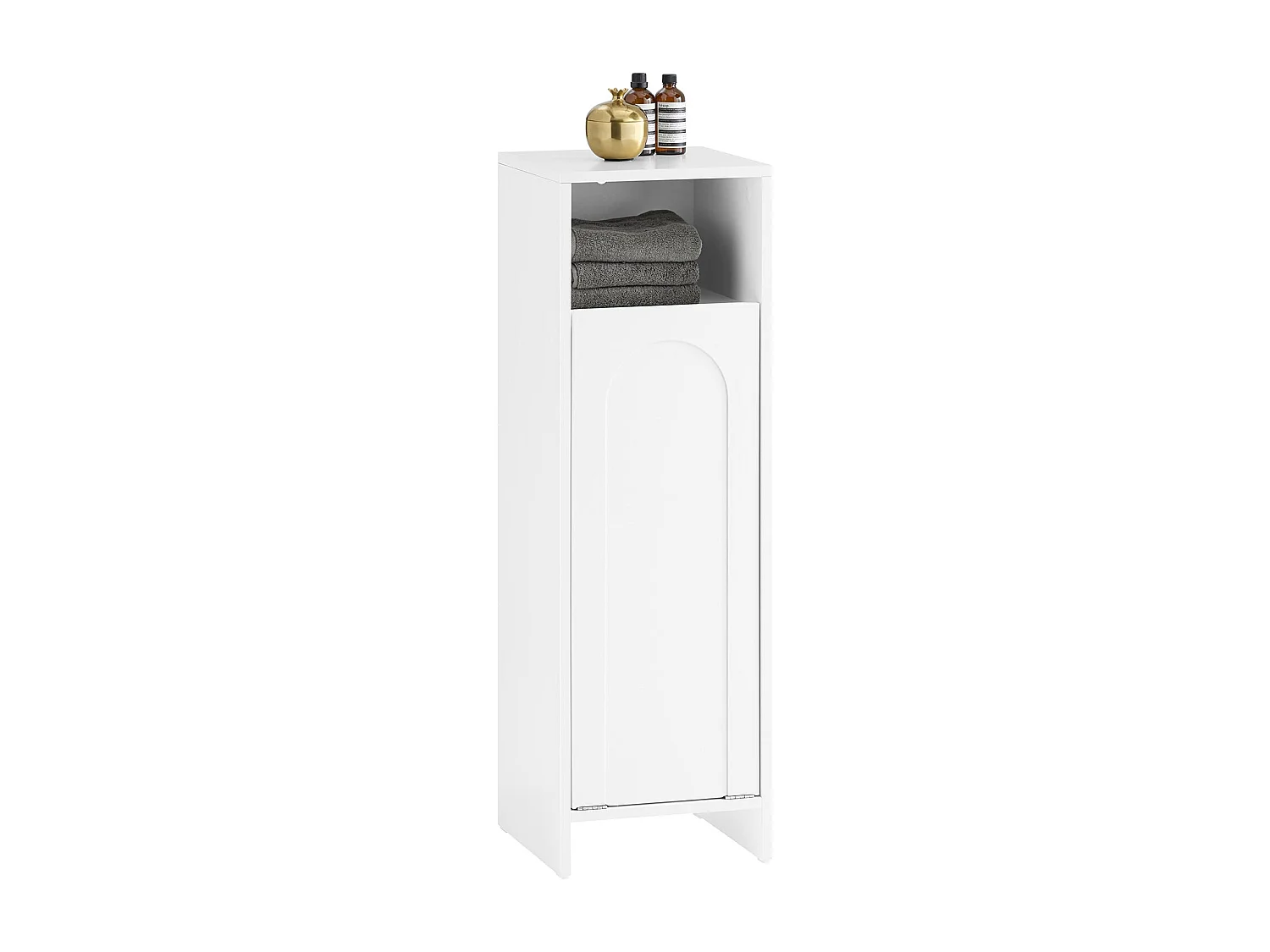 SoBuy BZR161-W Meuble Bas de Salle de Bain Corbeille à Linge Meuble de Rangement avec 1 Compartiment et 1 Panier à Linge Amovible