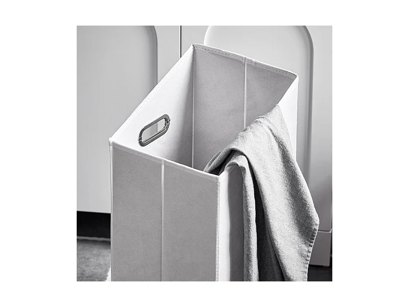 SoBuy BZR161-W Meuble Bas de Salle de Bain Corbeille à Linge Meuble de Rangement avec 1 Compartiment et 1 Panier à Linge Amovible