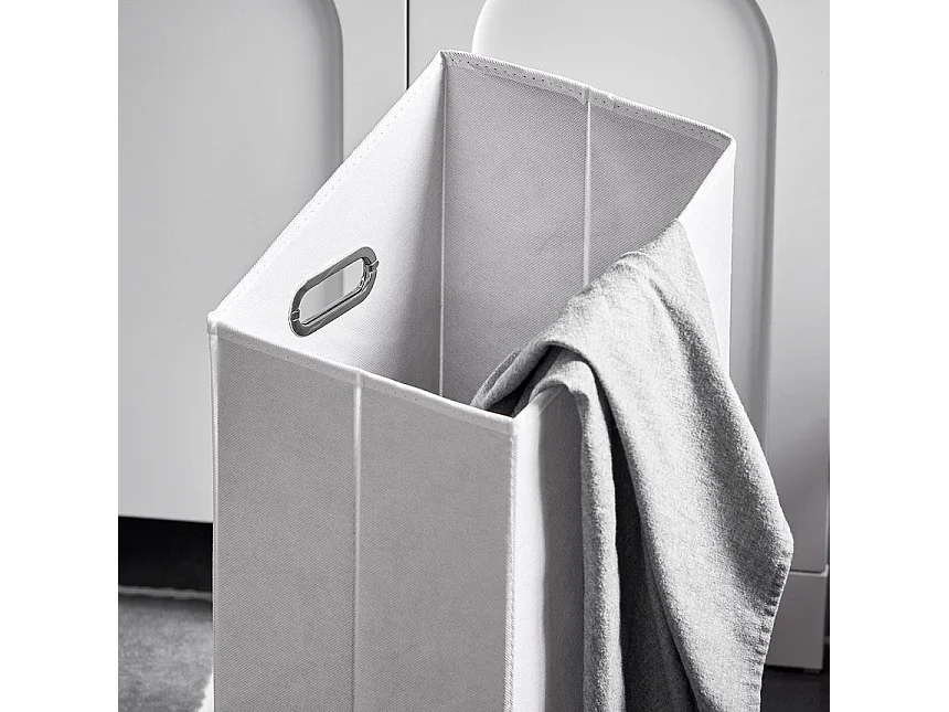 SoBuy BZR161-W Meuble Bas de Salle de Bain Corbeille à Linge Meuble de Rangement avec 1 Compartiment et 1 Panier à Linge Amovible