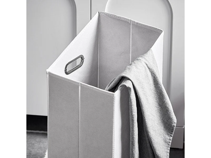 SoBuy BZR161-W Meuble Bas de Salle de Bain Corbeille à Linge Meuble de Rangement avec 1 Compartiment et 1 Panier à Linge Amovible