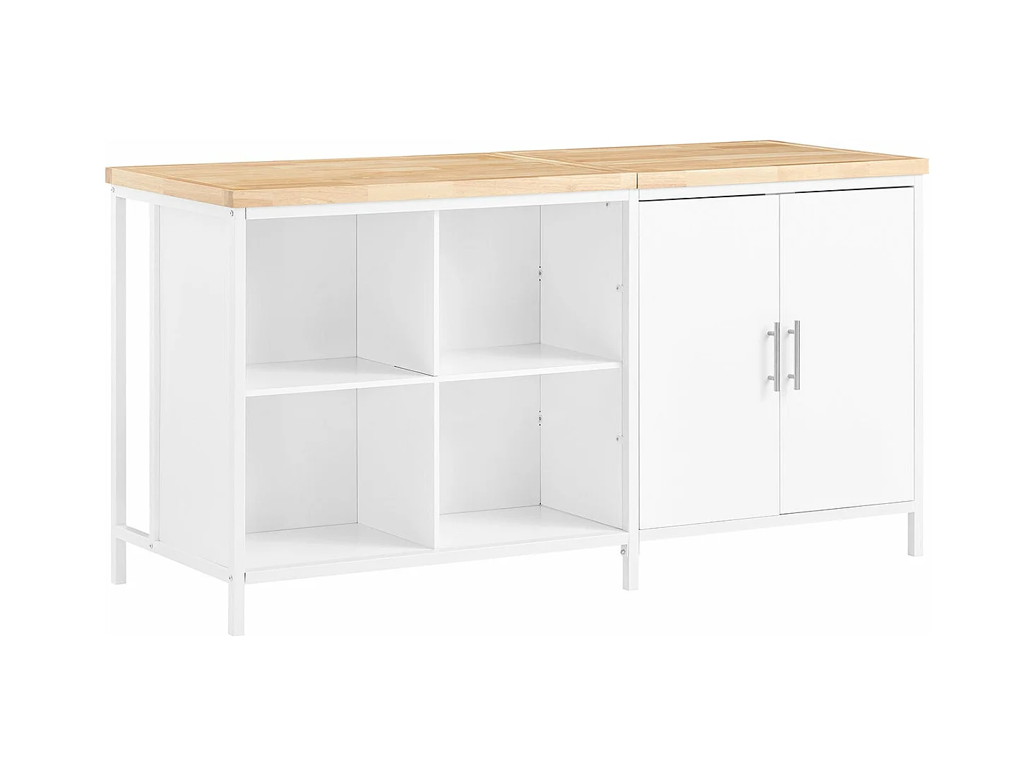 SoBuy KNL09-WN îlot Central de Cuisine，Desserte de Cuisine, Placard de Cuisine avec 2 Portes, 4 Cubes Compartiments | Prévente