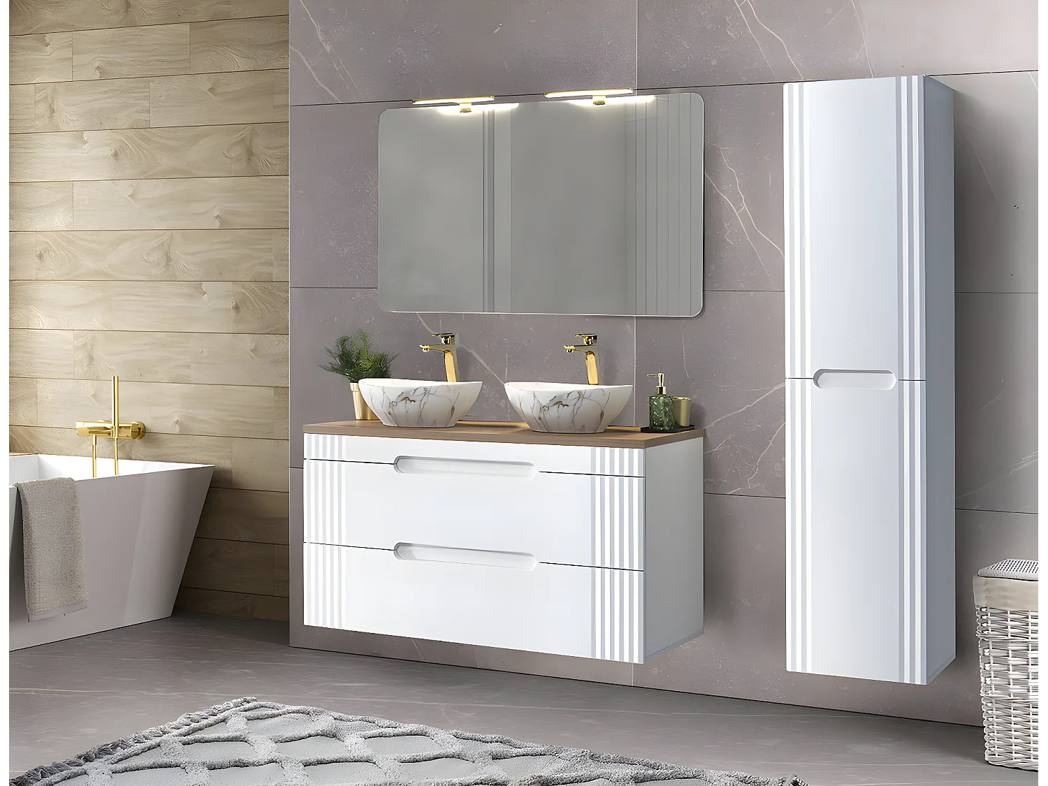 Kast Onder Wastafels FIJI CUW120 2D 120x46x62 Wit