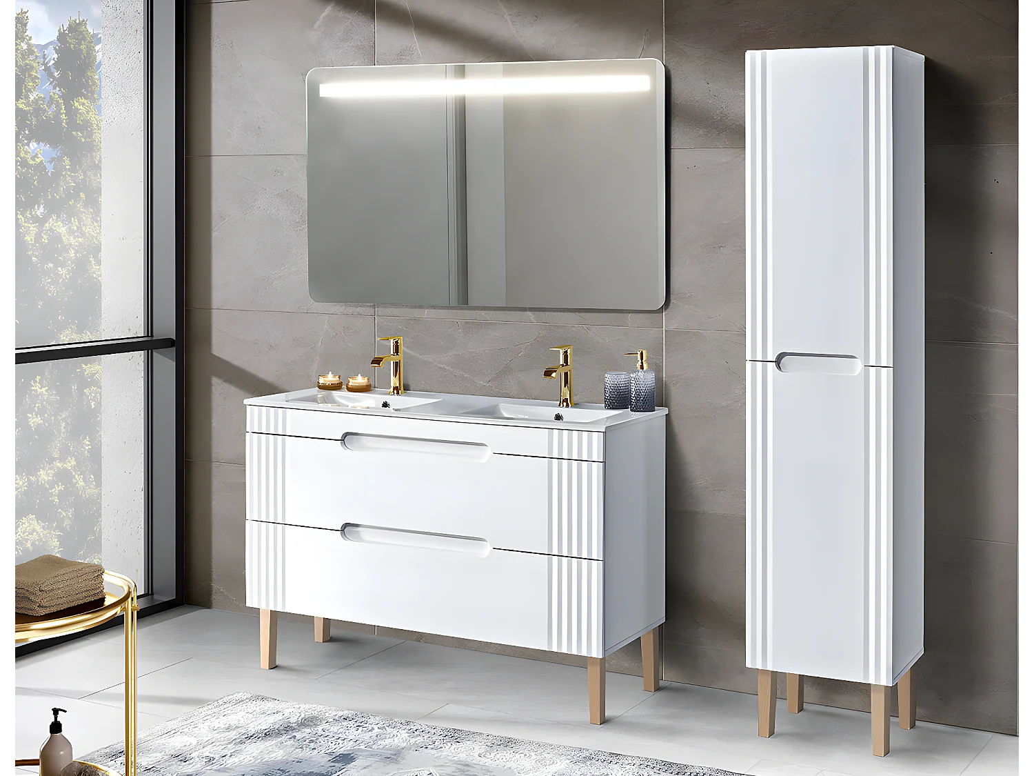 Armoire Sous Lavabos FIJI CUW120 2D 120x46x62 Blanc