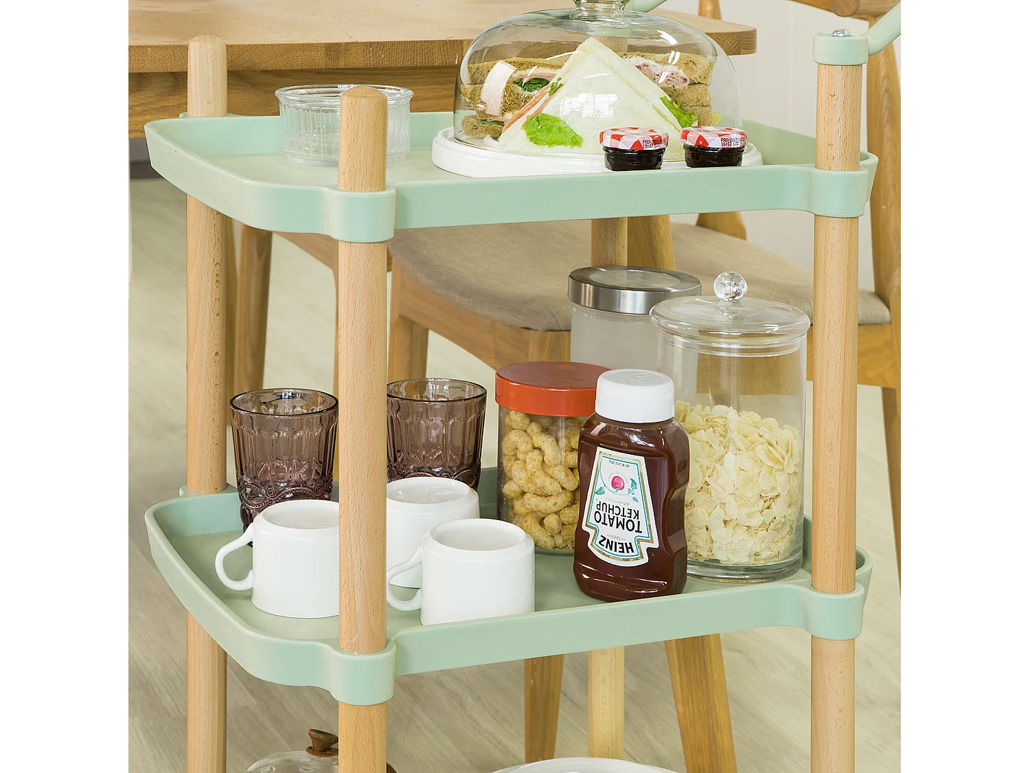 SoBuy Set 4 Sedie da Pranzo e Cucina in Metallo e Legno Stile Vintage,FST72-Nx4,IT