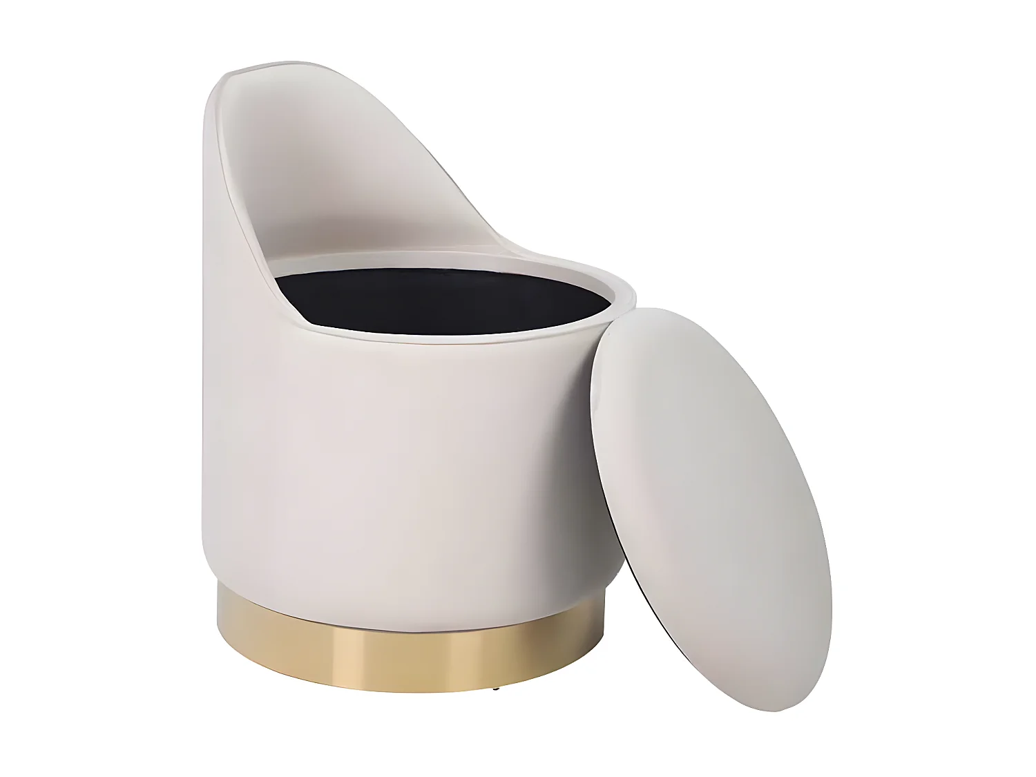 Tabouret Pivotant en Velours "Viktor" 68cm Ivoire