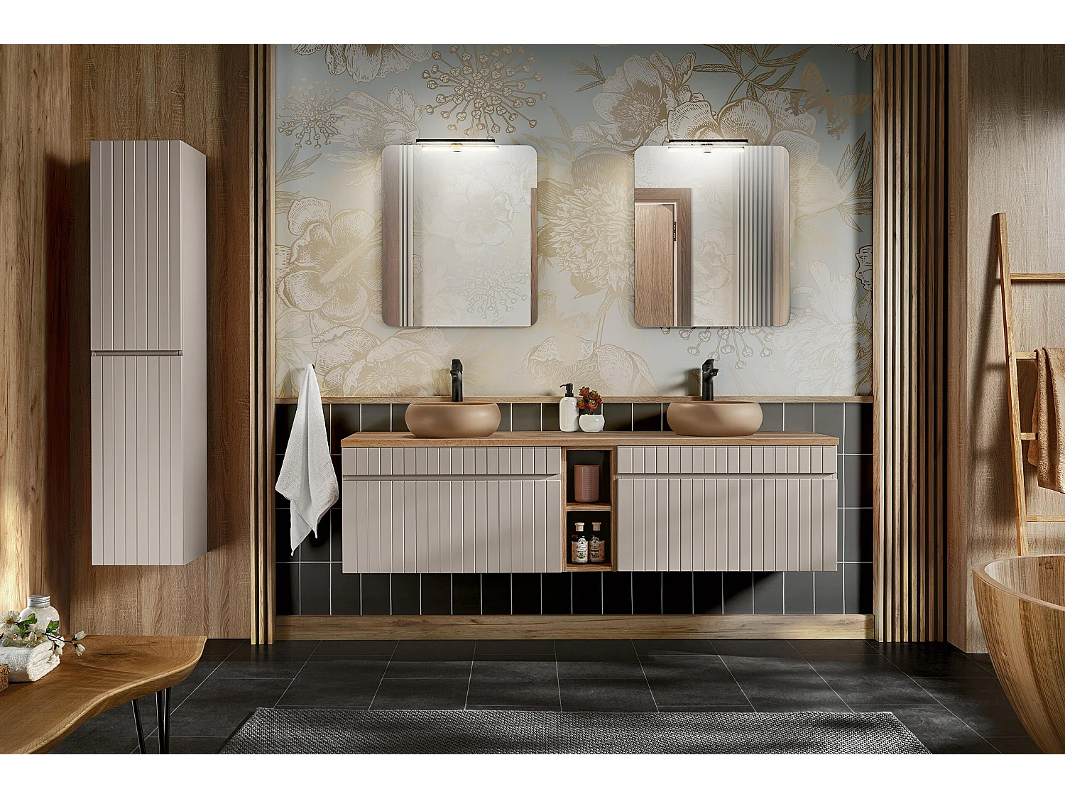 Armoire Sous Lavabos ICONIC CUW100 1D 100x46x46 Clair naturel