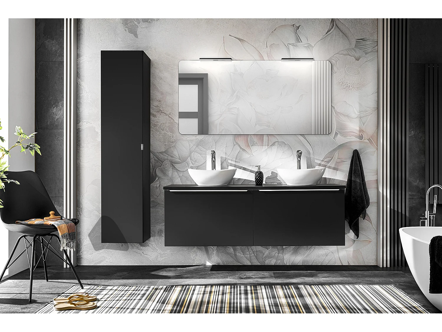 Mobile Sotto Lavabo SANTA FE CUW80 2D 80x46x46 Nero