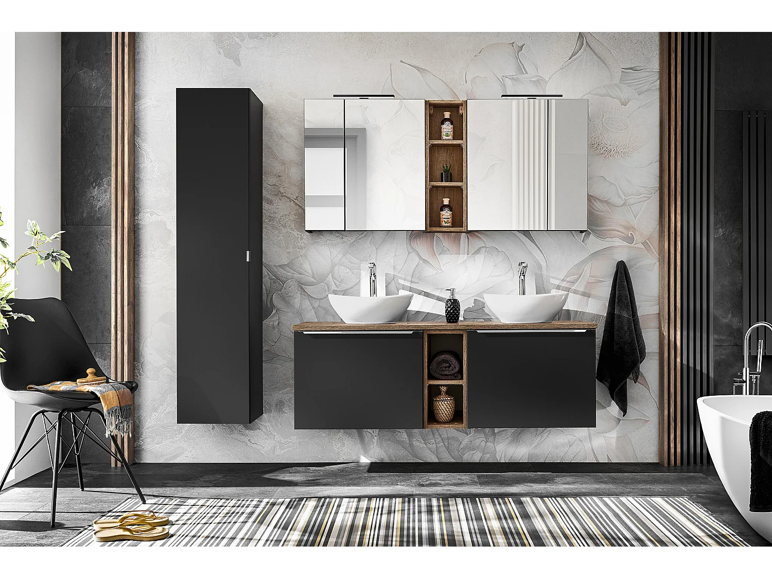 Mobile Sotto Lavabo SANTA FE CUW80 2D 80x46x46 Nero