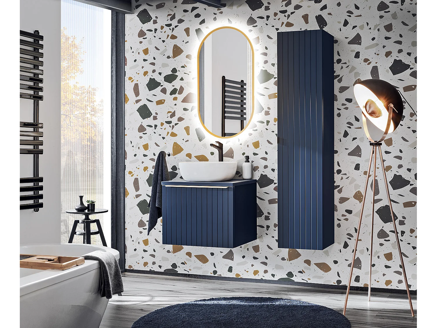 Mobile Sotto Lavabo SANTA FE CUW80 2D 80x46x46 Blu
