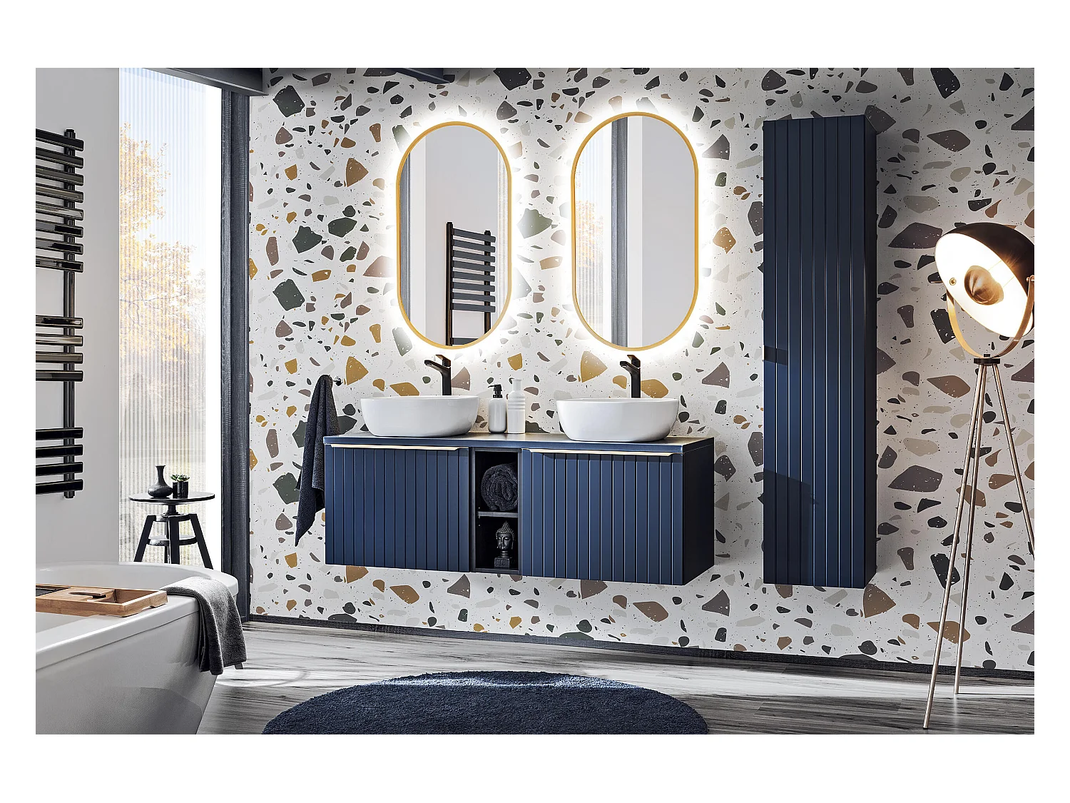 Kast Onder Wastafels SANTA FE CUW80 2D 80x46x46 Blauw