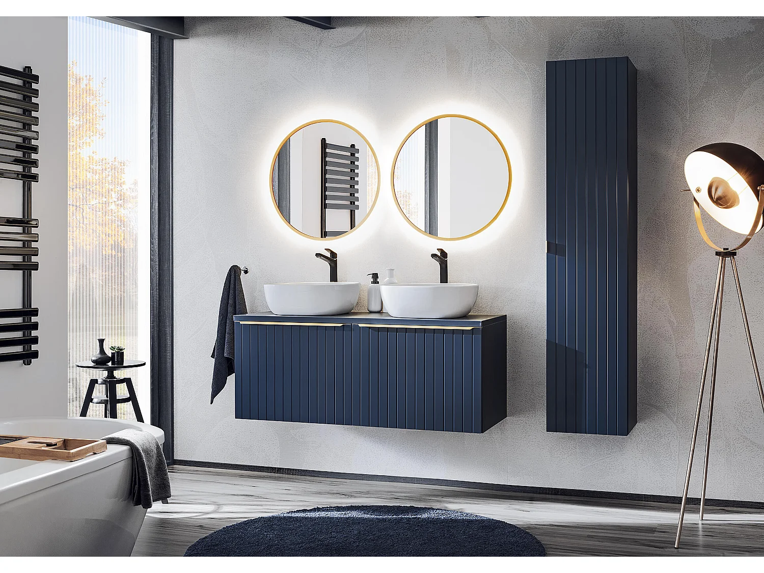 Armoire Sous Lavabos SANTA FE CUW80 2D 80x46x46 Bleu