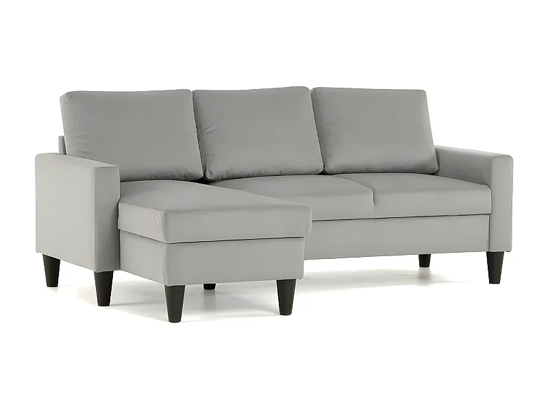 Sofá chaise longue 3 plazas reversible poliéster gris claro