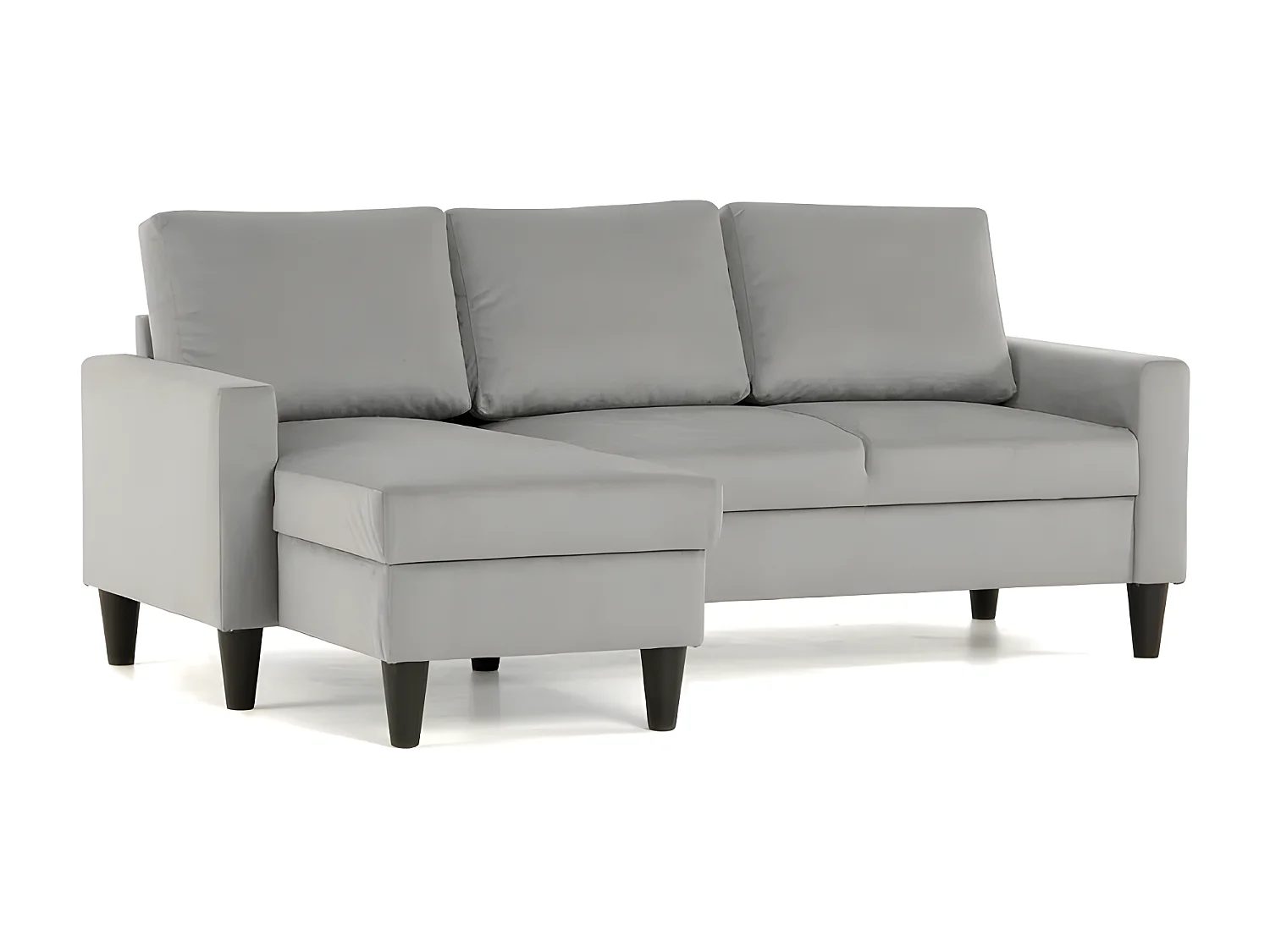 Sofa 3-sitziges wendbar Chaiselongue aus Polyester hellgrau