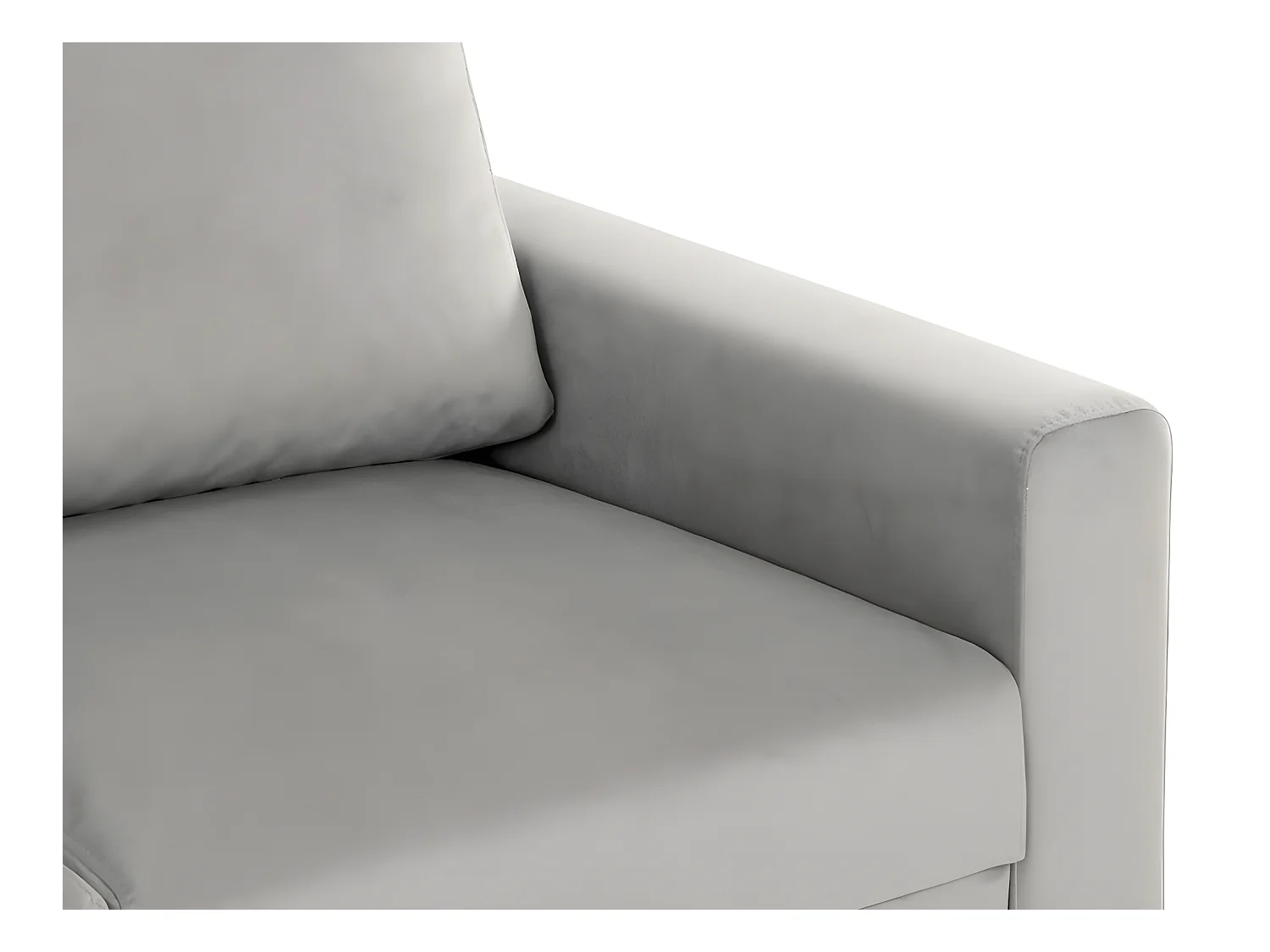 Canapé méridienne 3 places réversible en polyester gris clair