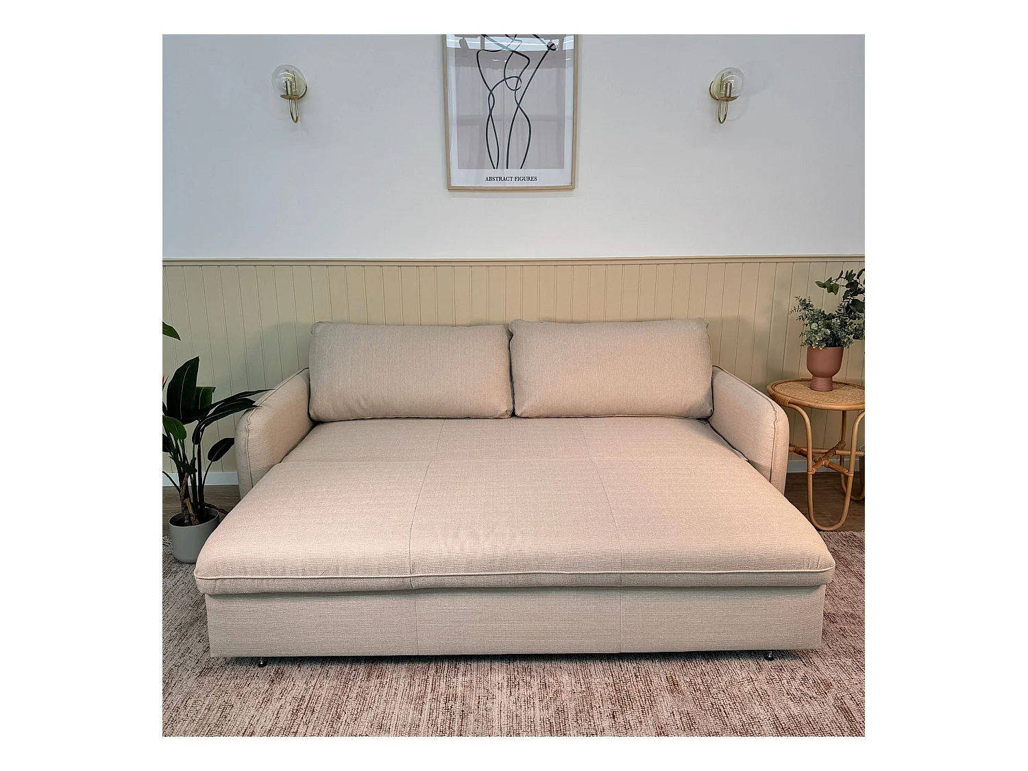 Sofá cama de 3 plazas - Sistema EasyBed poliéster beige