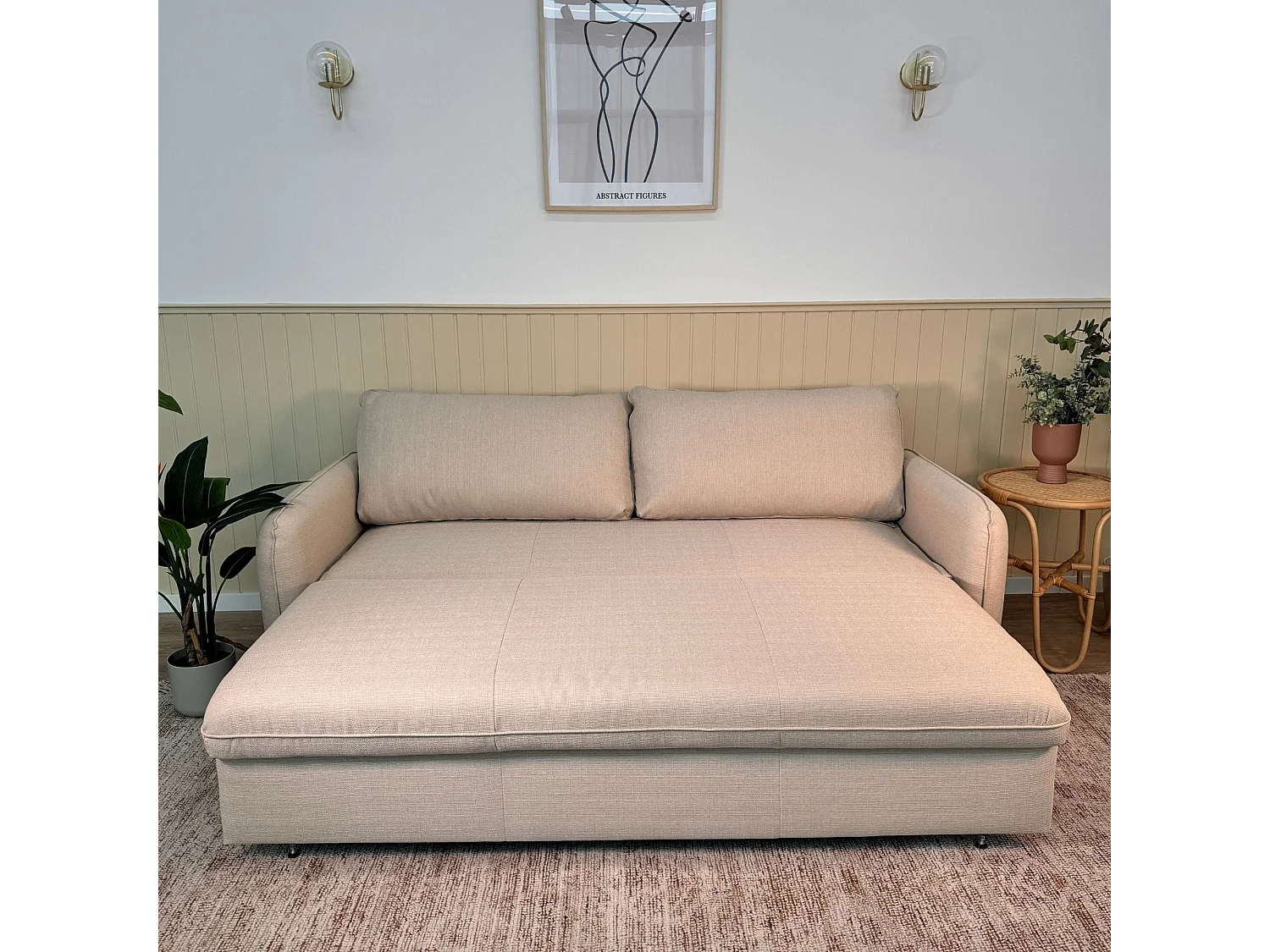 BUDWING Canapé-lit Chloé Beige avec Système Easybed - 4 Places - 225x140x91 cm