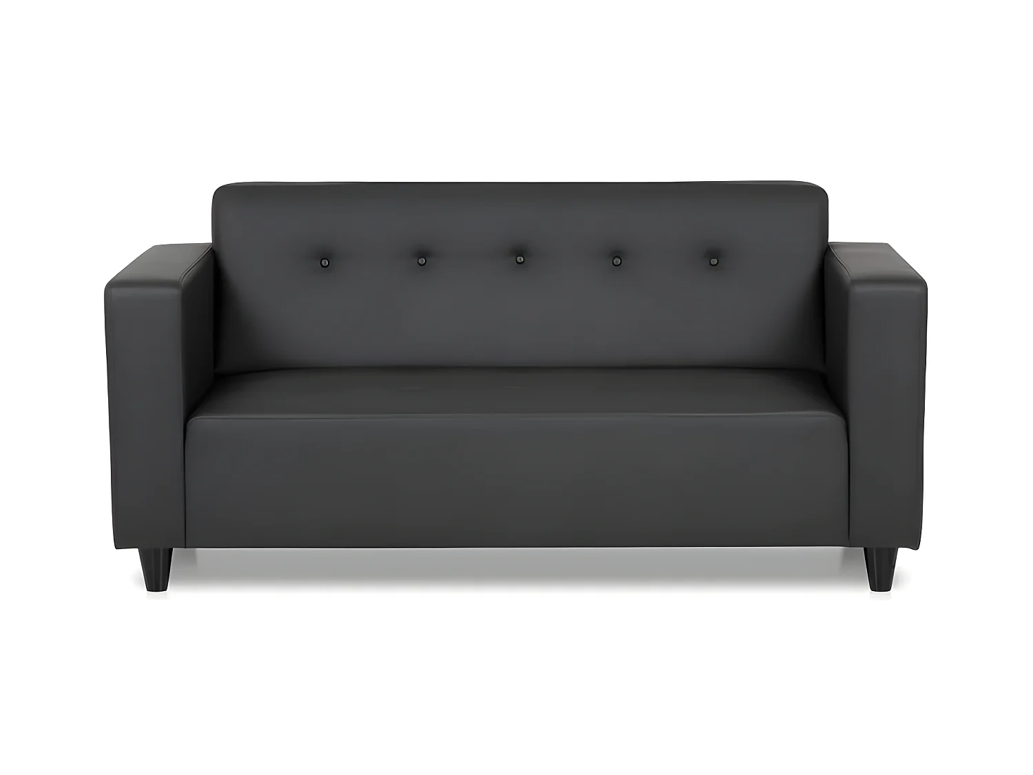 Sofa 2-Sitzer- mit  aus schwarzem Kunstleder