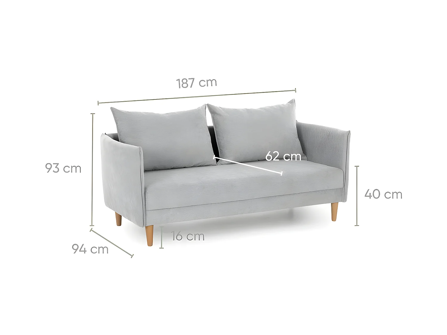 3-Sitzer-Sofa aus hellgrau Polyester