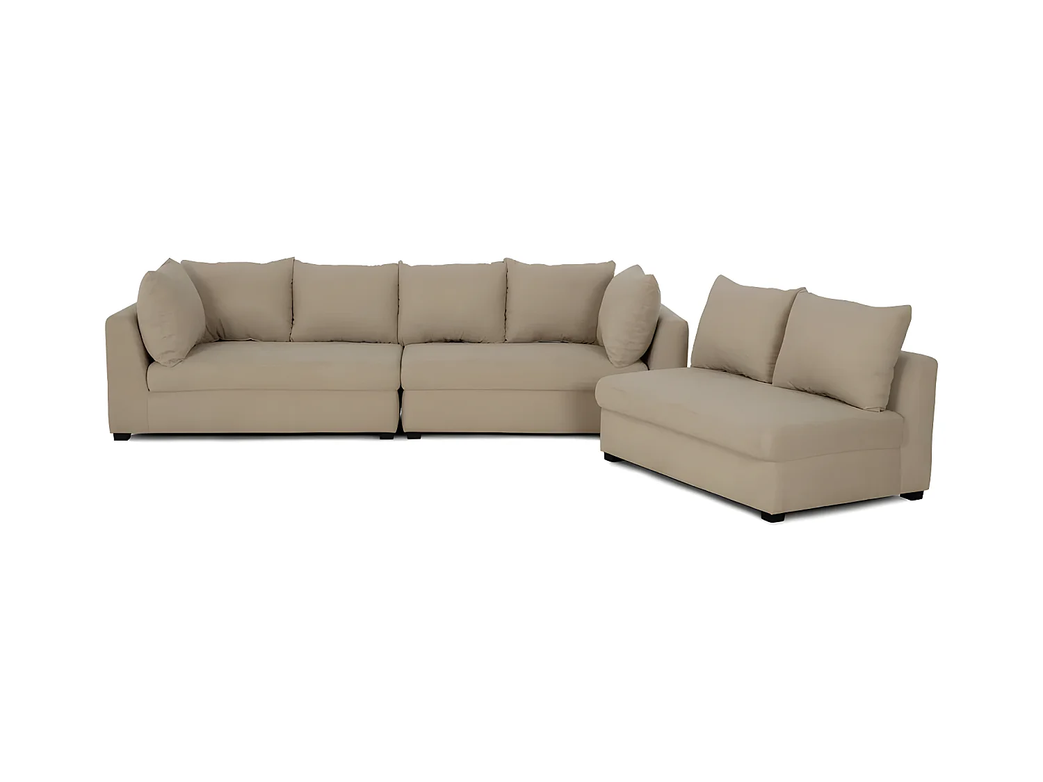 Canapé modulable 5 places en polyester beige