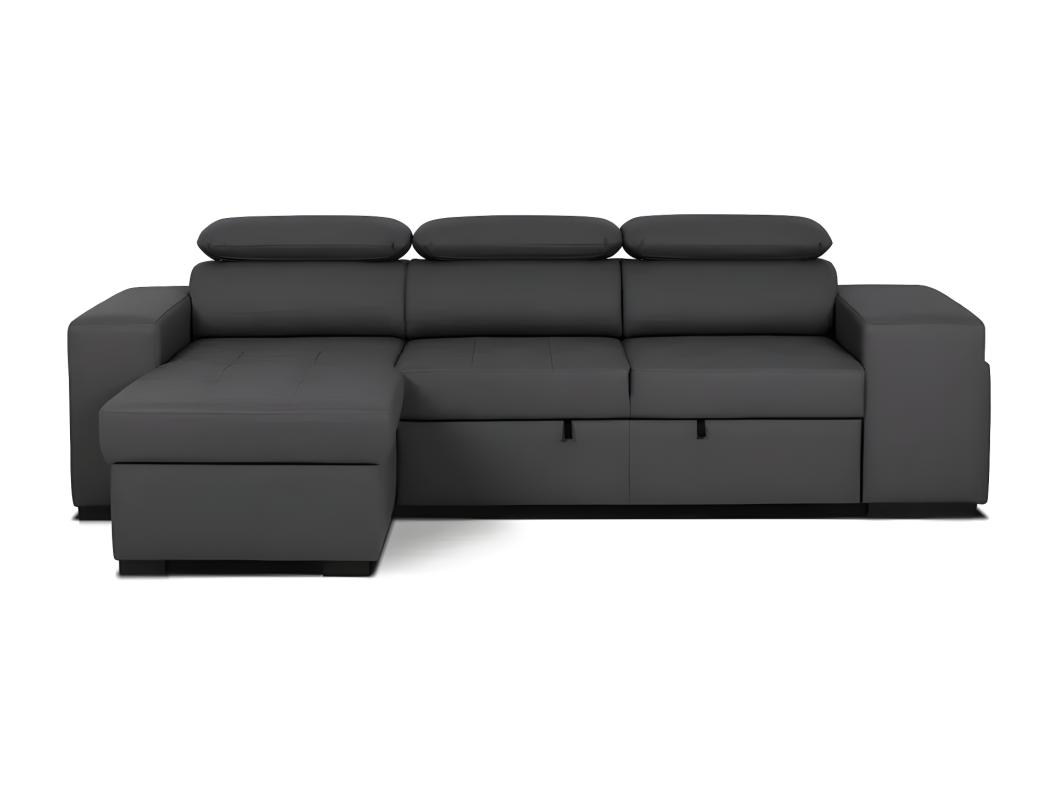 3-zitsbank met omkeerbare chaise longue in zwart kunstleer
