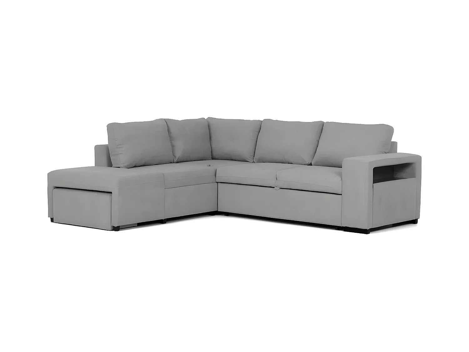 Divano 5-post chaise longue omkeerbaar in grijs polyester