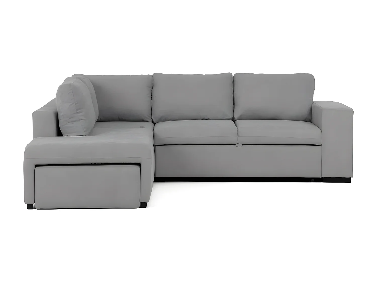 Canapé méridienne 5 places réversible en polyester gris clair