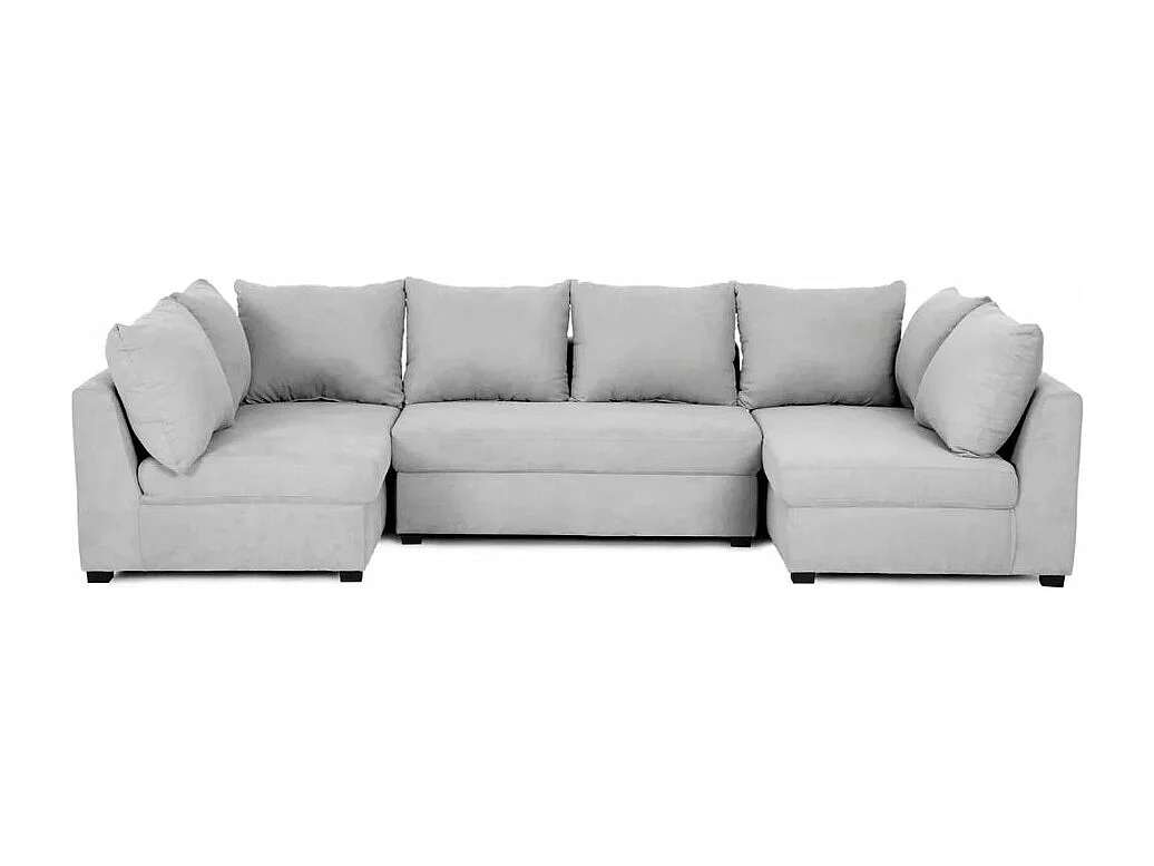Canapé modulable 5 places en polyester gris clair