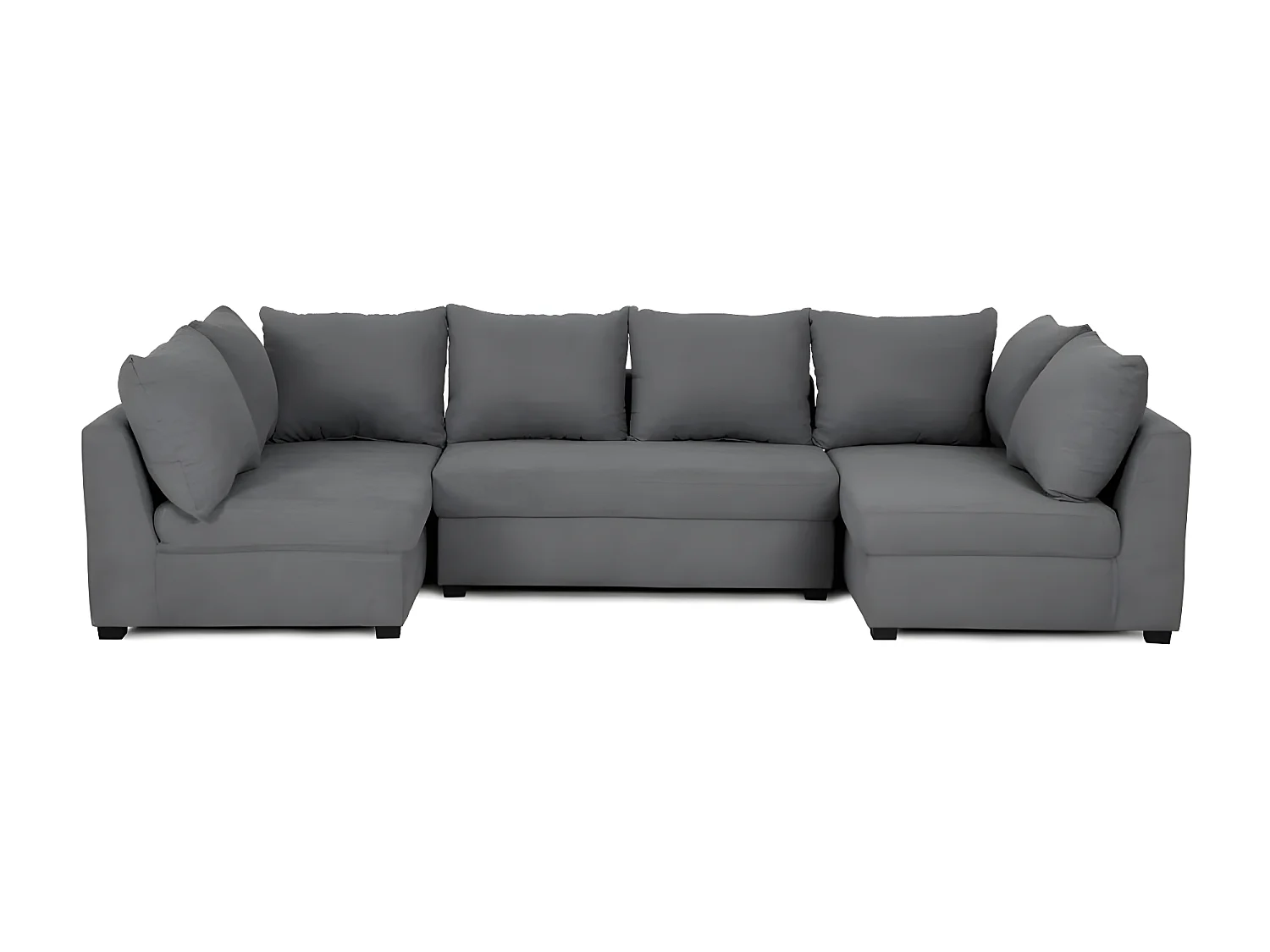 Sofa 5-Sitzer mit modular Chaiselongue Polyester schwarzem